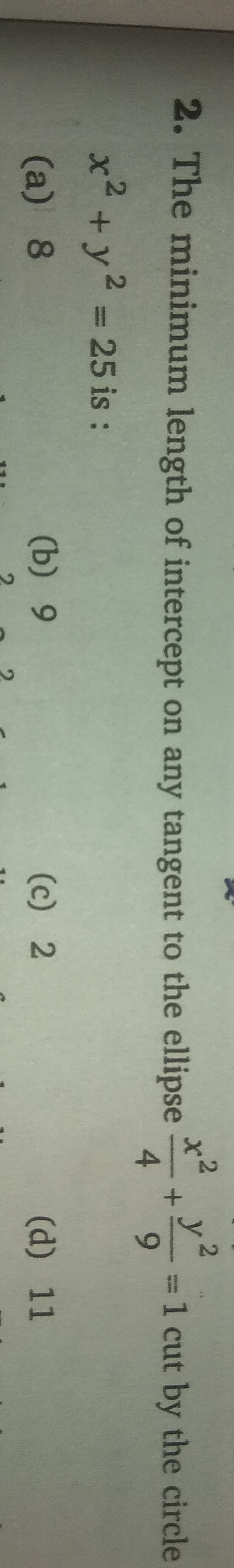 Question image for Solve question number 2,,,it's a question of elli